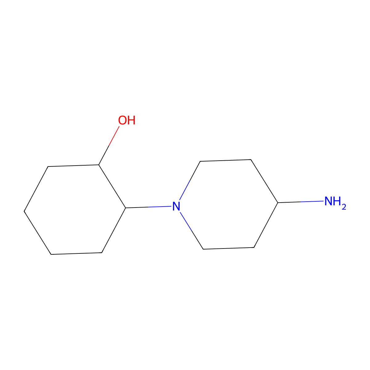 2-(4-Aminopiperidin-1-yl)cyclohexan-1-ol molecular structure, CAS 1184360-40-4