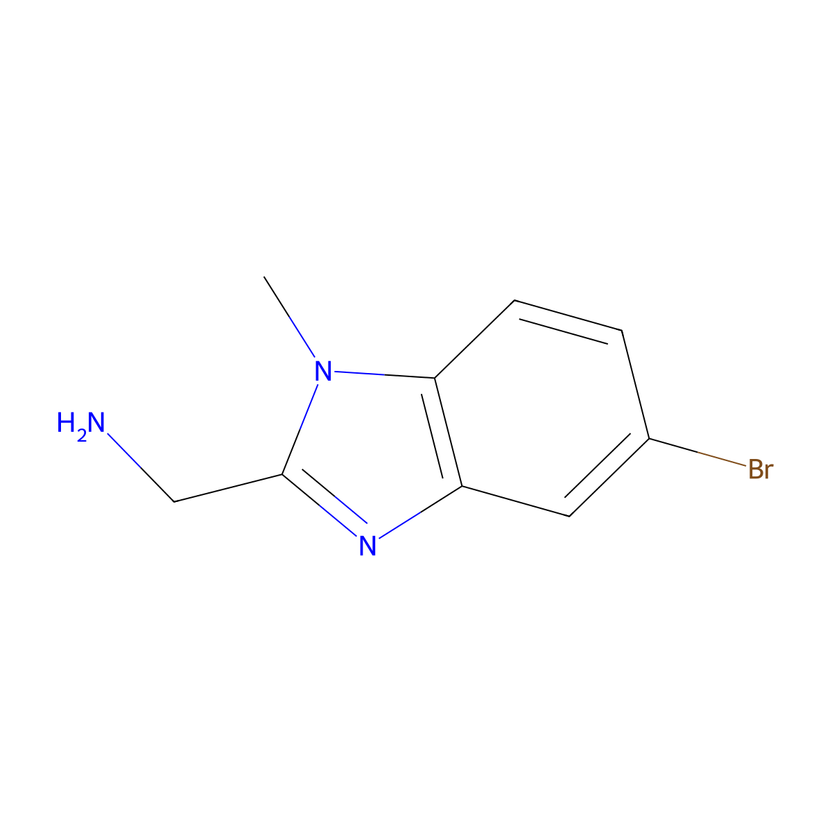 (5-bromo-1-methyl-1H-1,3-benzodiazol-2-yl)methanamine molecular structure, CAS 1184362-05-7