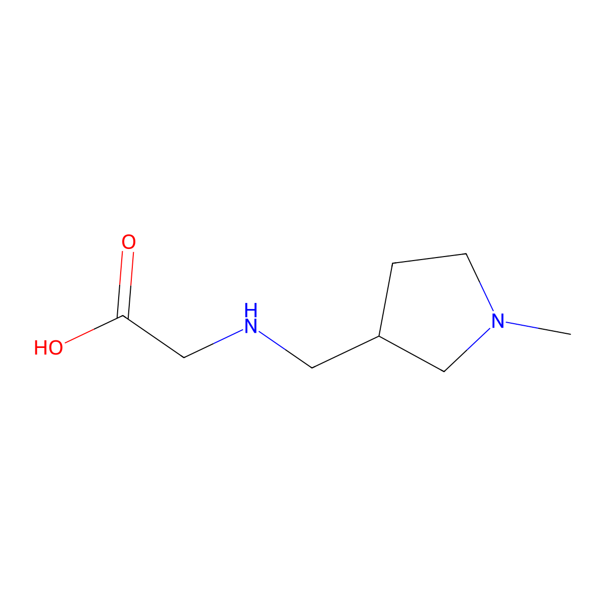 [(1-Methyl-pyrrolidin-3-ylmethyl)-amino]-acetic acid molecular structure, CAS 1184369-27-4