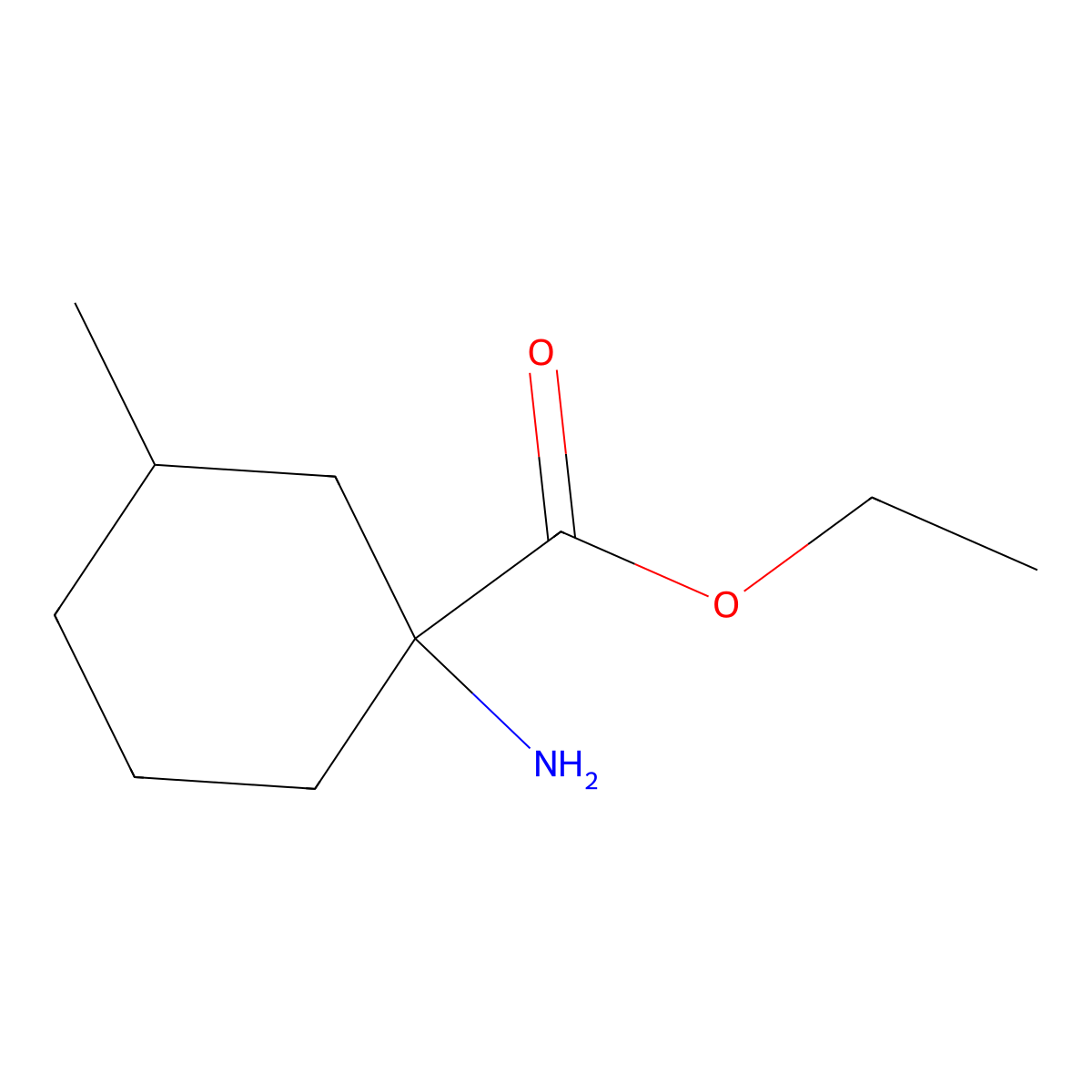 Ethyl 1-amino-3-methylcyclohexane-1-carboxylate molecular structure, CAS 1184372-37-9