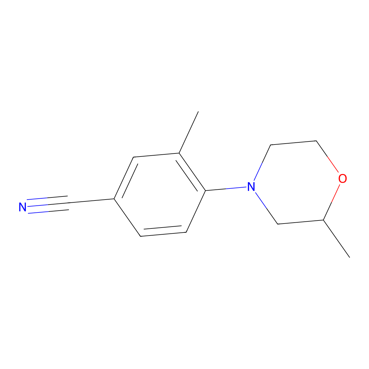 3-Methyl-4-(2-methylmorpholin-4-yl)benzonitrile molecular structure, CAS 1184374-68-2