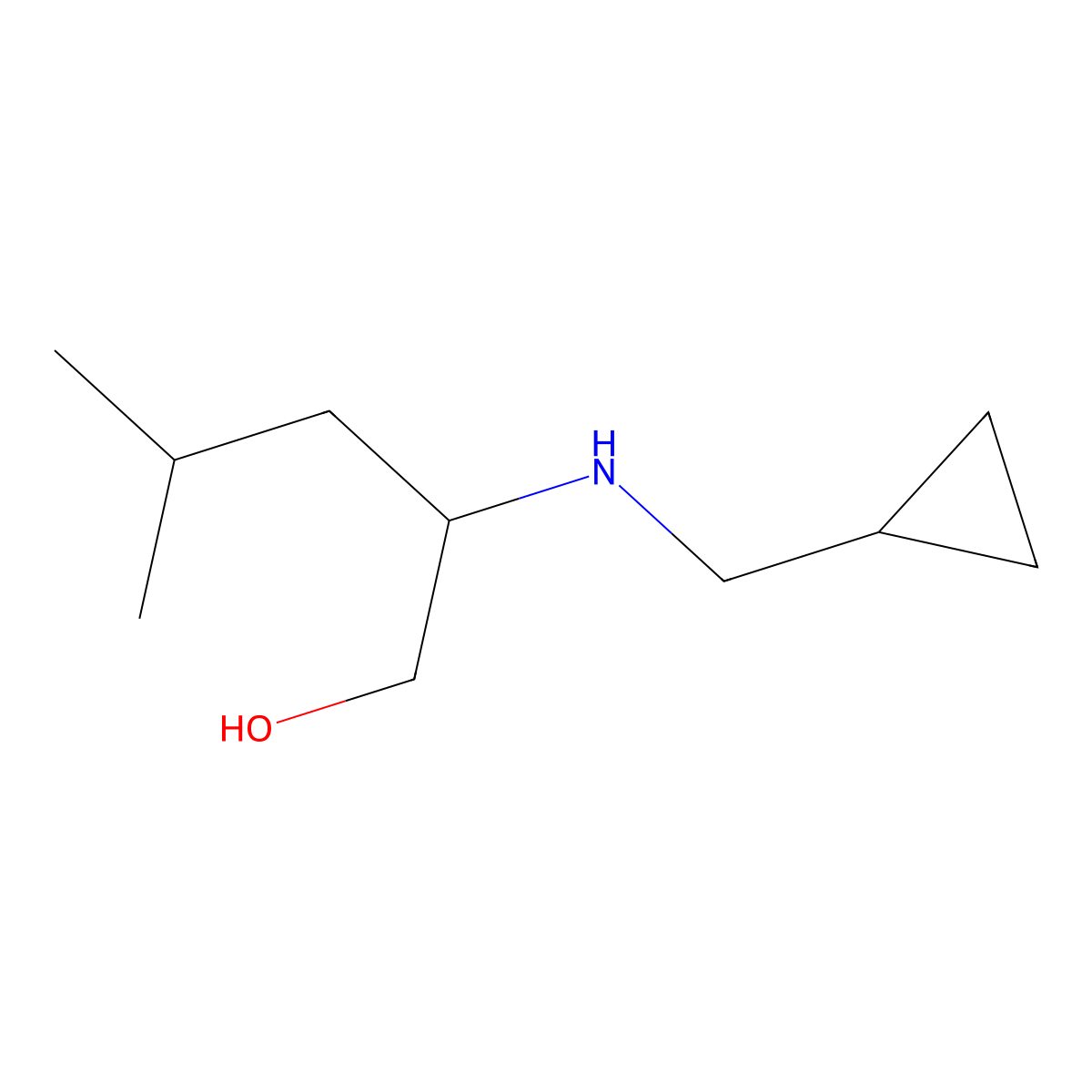 2-((Cyclopropylmethyl)amino)-4-methylpentan-1-ol molecular structure, CAS 1184374-76-2