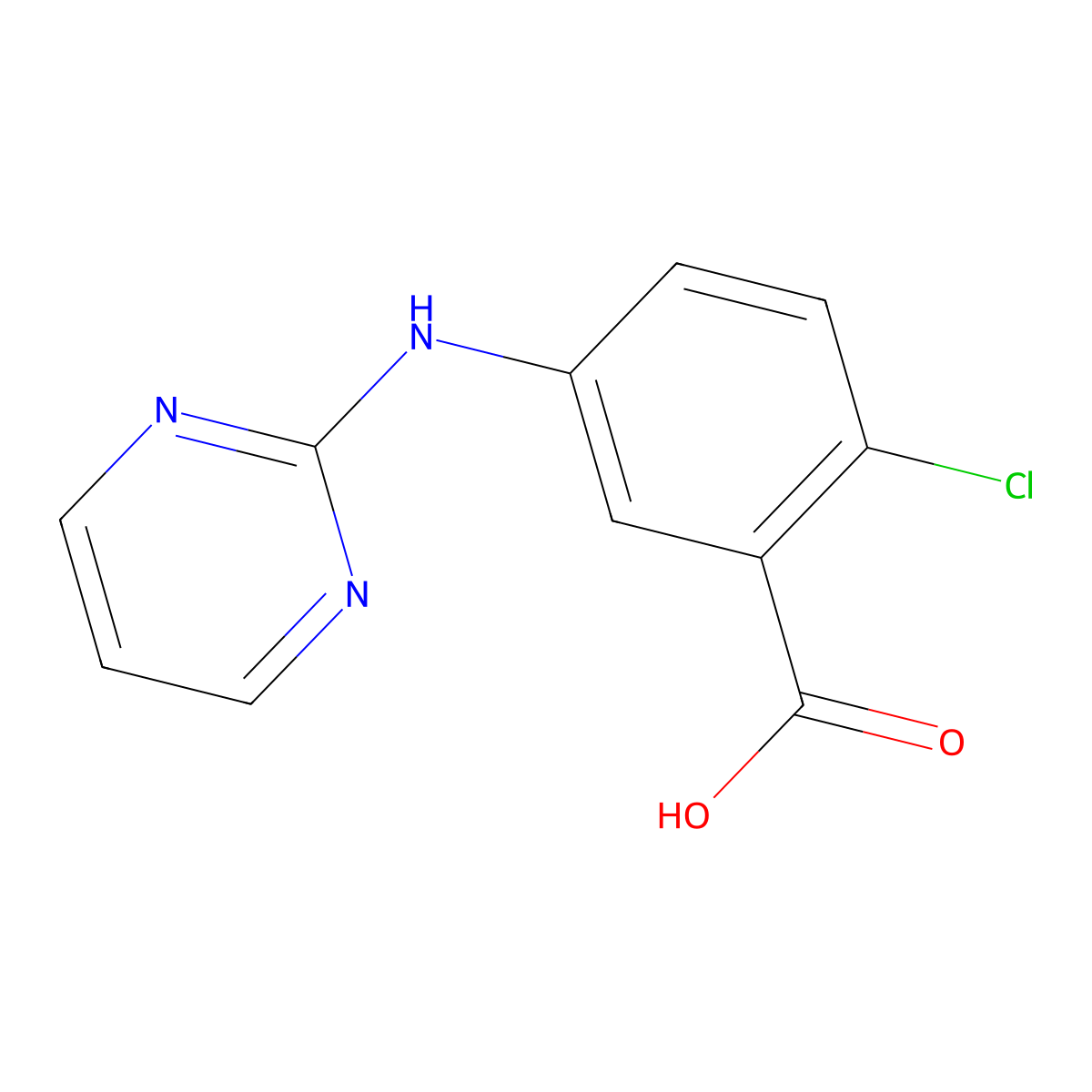 2-Chloro-5-(pyrimidin-2-ylamino)benzoic acid molecular structure, CAS 1184378-11-7