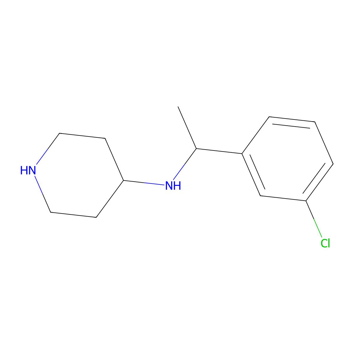 N-[1-(3-Chlorophenyl)ethyl]-4-piperidinamine molecular structure, CAS 1184378-12-8