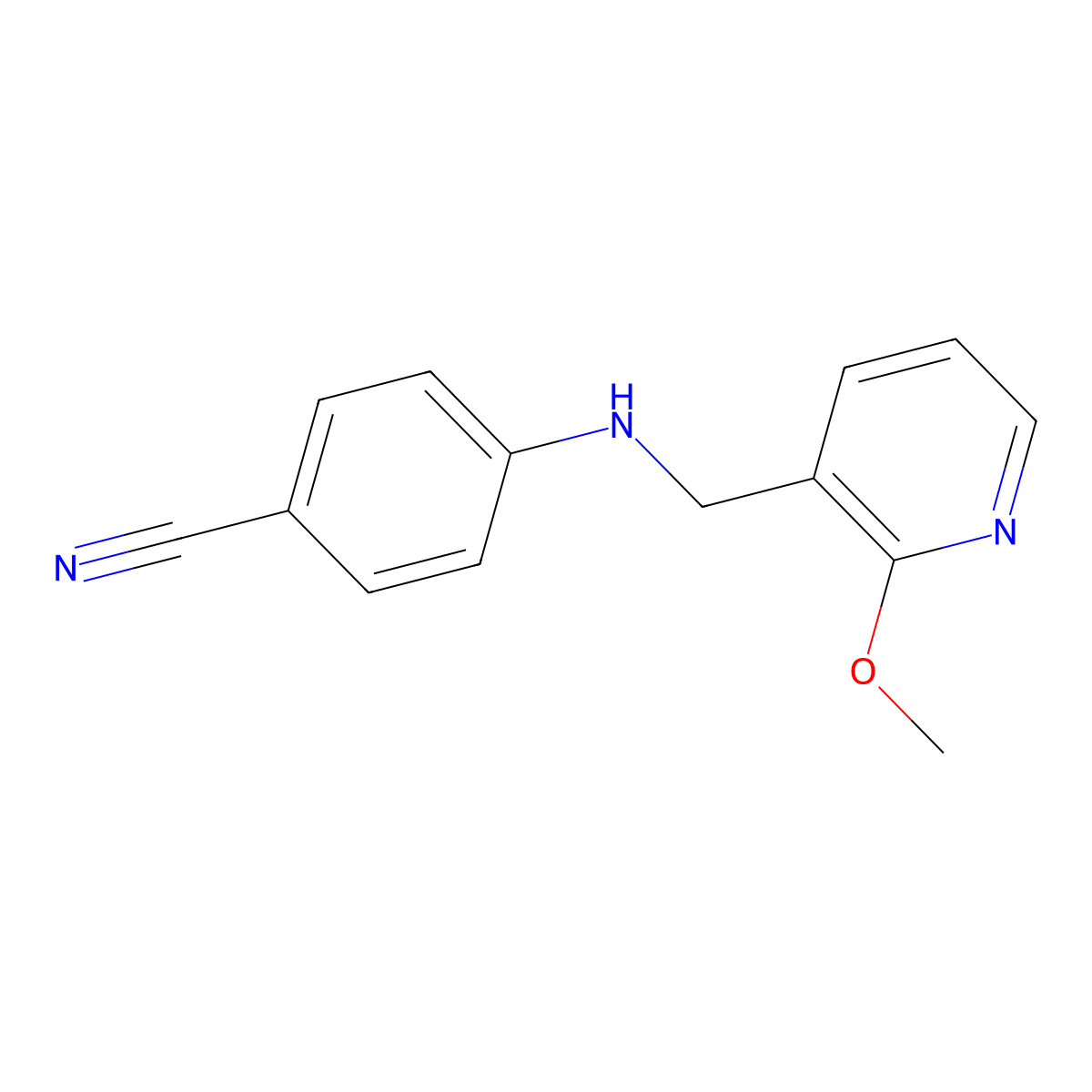 4-(((2-Methoxypyridin-3-yl)methyl)amino)benzonitrile molecular structure, CAS 1184389-03-4