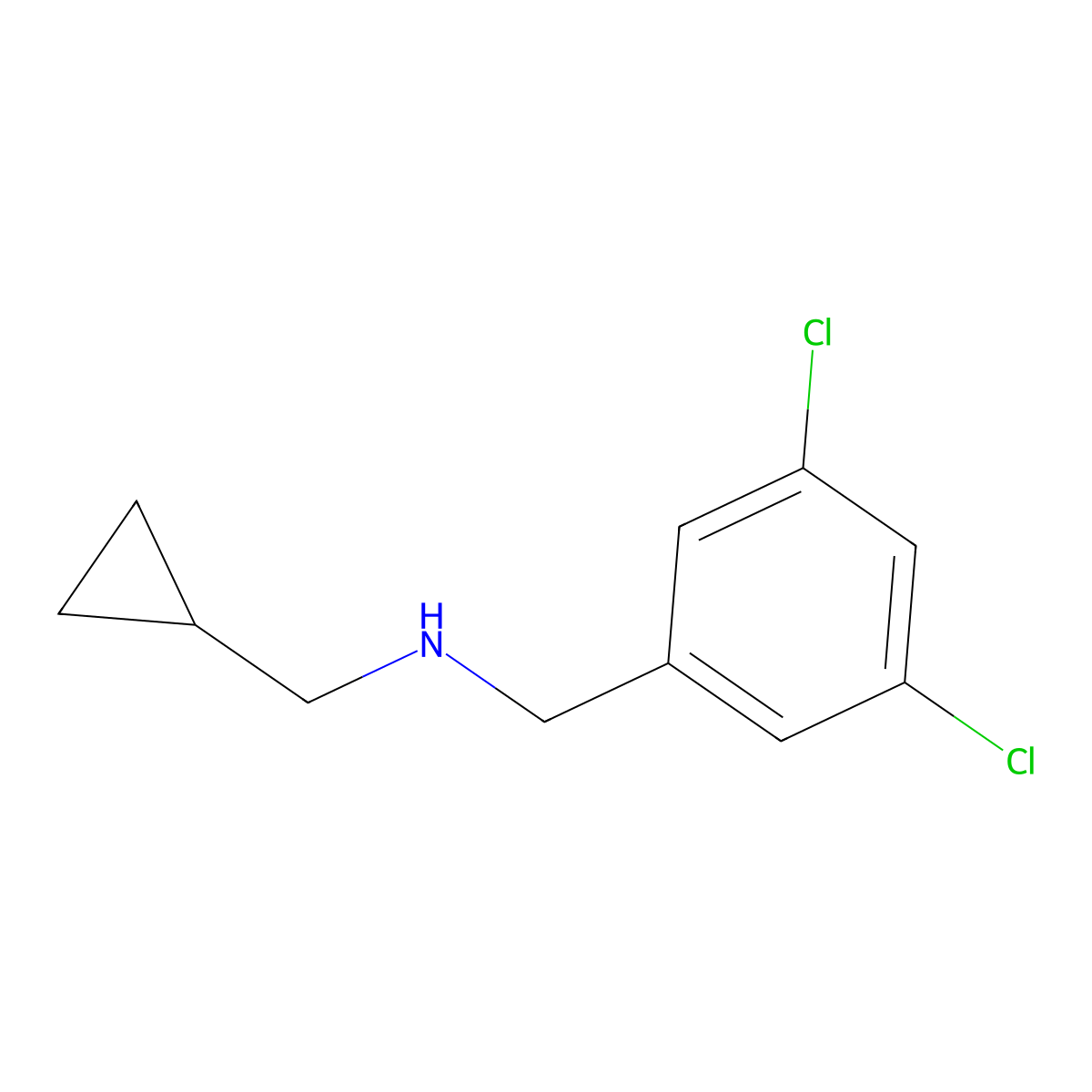 (Cyclopropylmethyl)[(3,5-dichlorophenyl)methyl]amine molecular structure, CAS 1184390-14-4