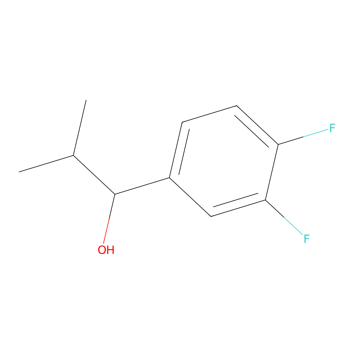 1-(3,4-Difluorophenyl)-2-methylpropan-1-ol molecular structure, CAS 1184394-61-3