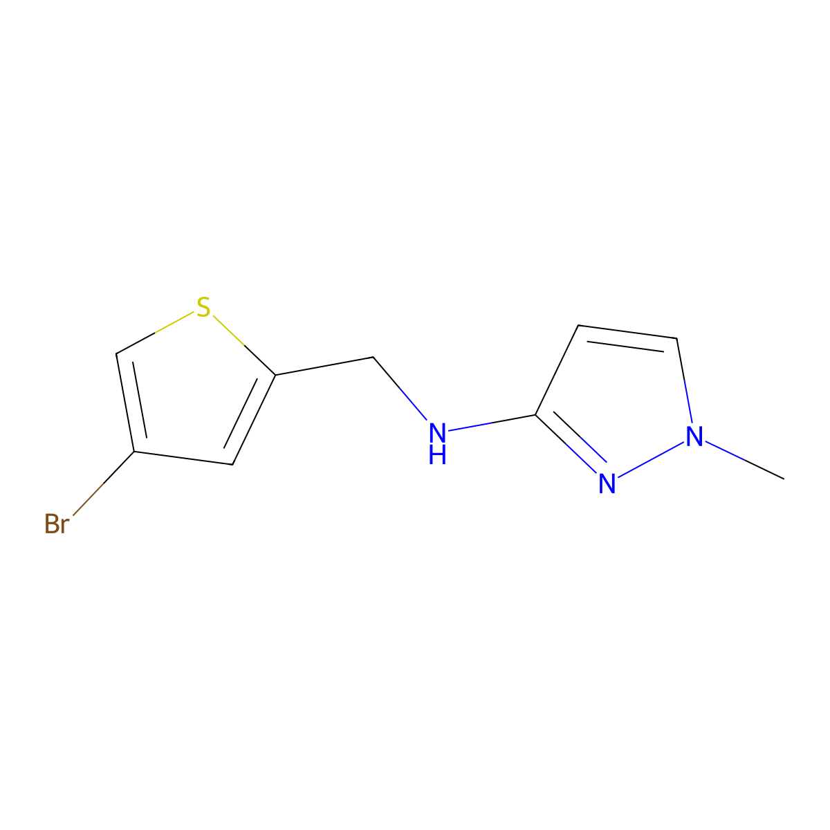 N-[(4-bromothiophen-2-yl)methyl]-1-methyl-1H-pyrazol-3-amine molecular structure, CAS 1184408-13-6