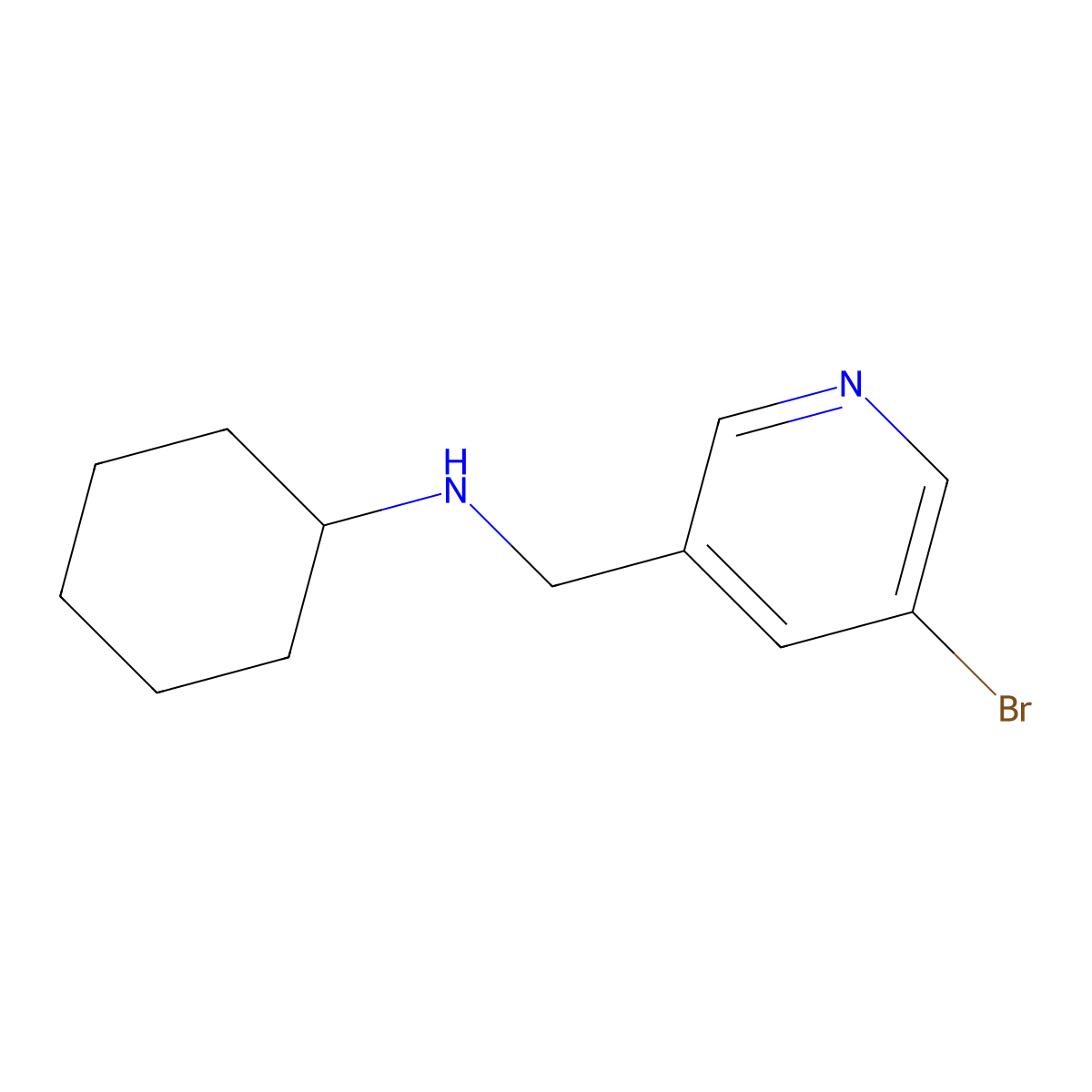 N-((5-bromopyridin-3-yl)methyl)cyclohexanamine molecular structure, CAS 1184409-99-1