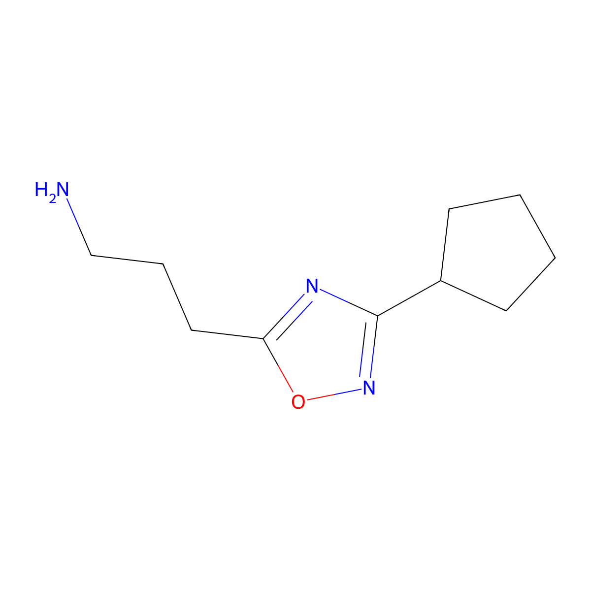3-(3-Cyclopentyl-1,2,4-oxadiazol-5-yl)propan-1-amine molecular structure, CAS 1184411-16-2