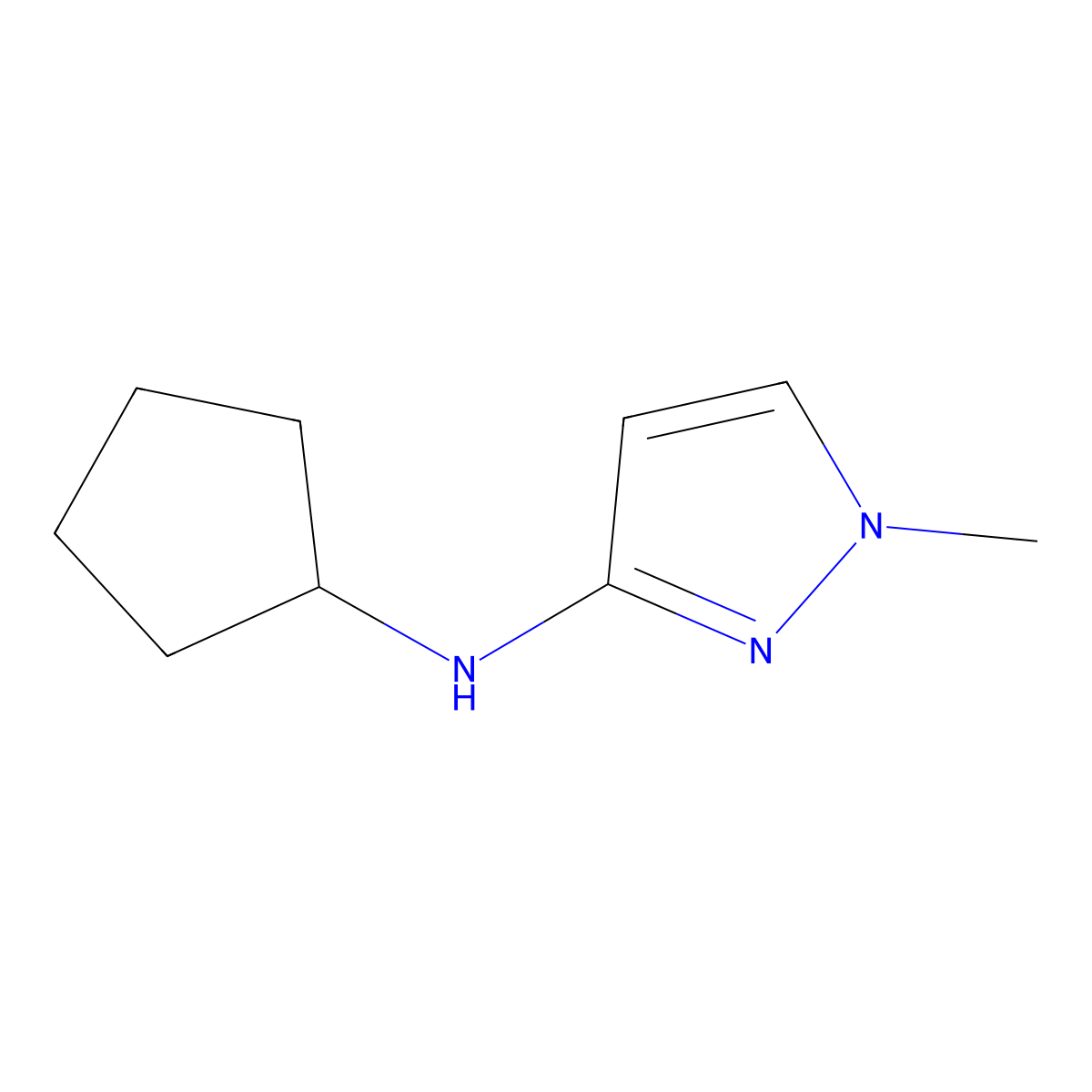 N-cyclopentyl-1-methyl-1H-pyrazol-3-amine molecular structure, CAS 1184420-65-2