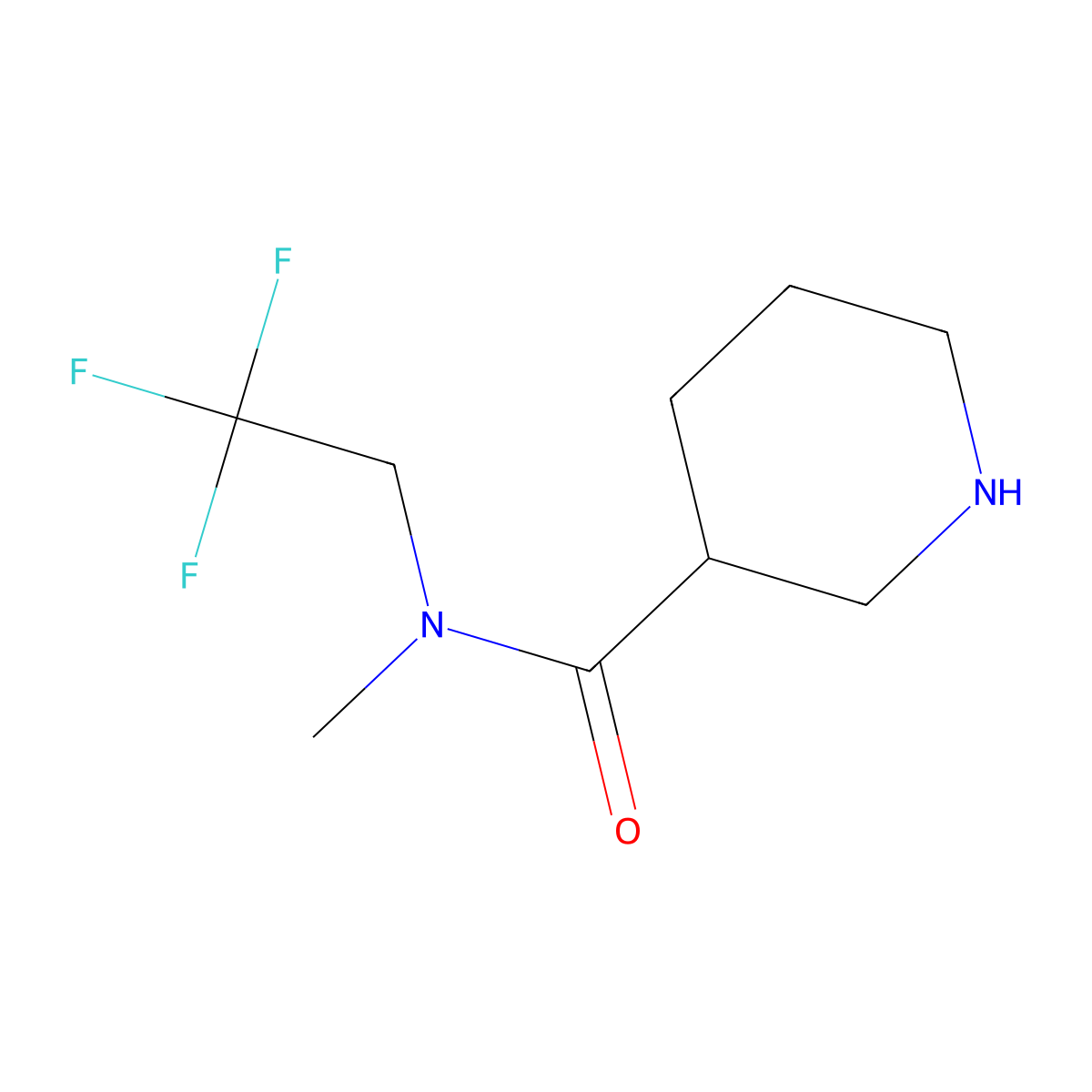 N-methyl-N-(2,2,2-trifluoroethyl)piperidine-3-carboxamide molecular structure, CAS 1184429-01-3