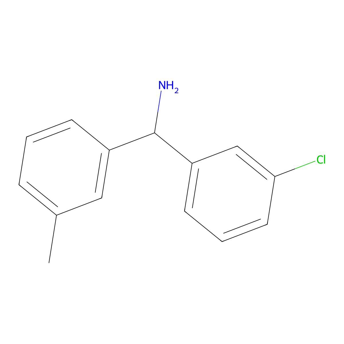 (3-Chlorophenyl)(3-methylphenyl)methanamine molecular structure, CAS 1184429-99-9
