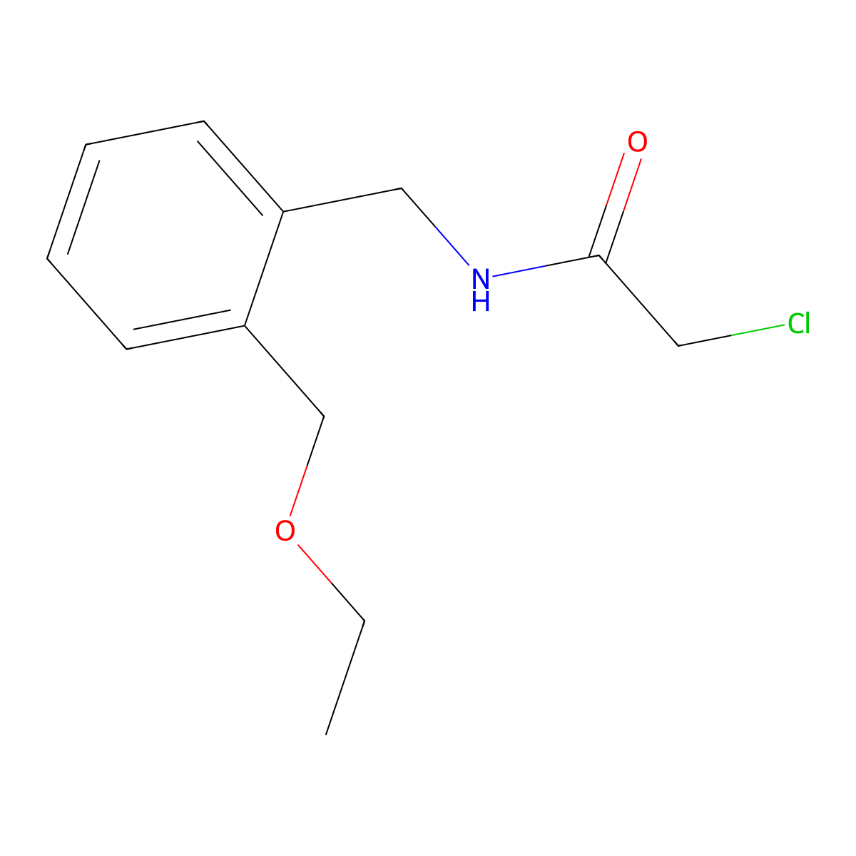 2-chloro-N-((2-(ethoxymethyl)phenyl)methyl)acetamide molecular structure, CAS 1184431-05-7