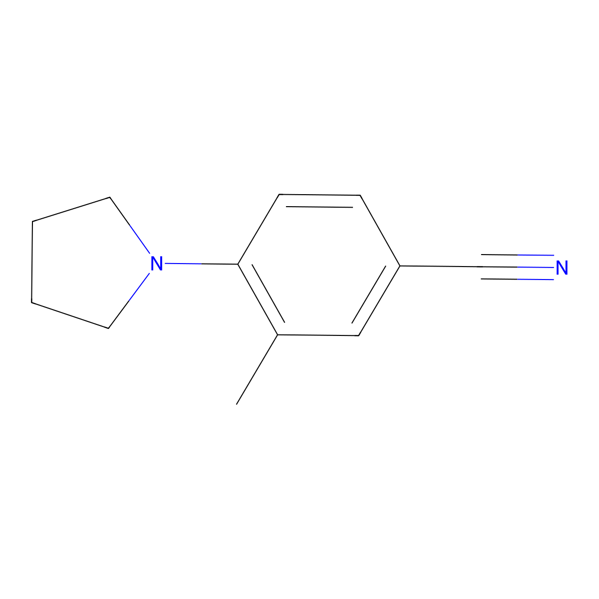 3-Methyl-4-(pyrrolidin-1-yl)benzonitrile molecular structure, CAS 1184445-98-4
