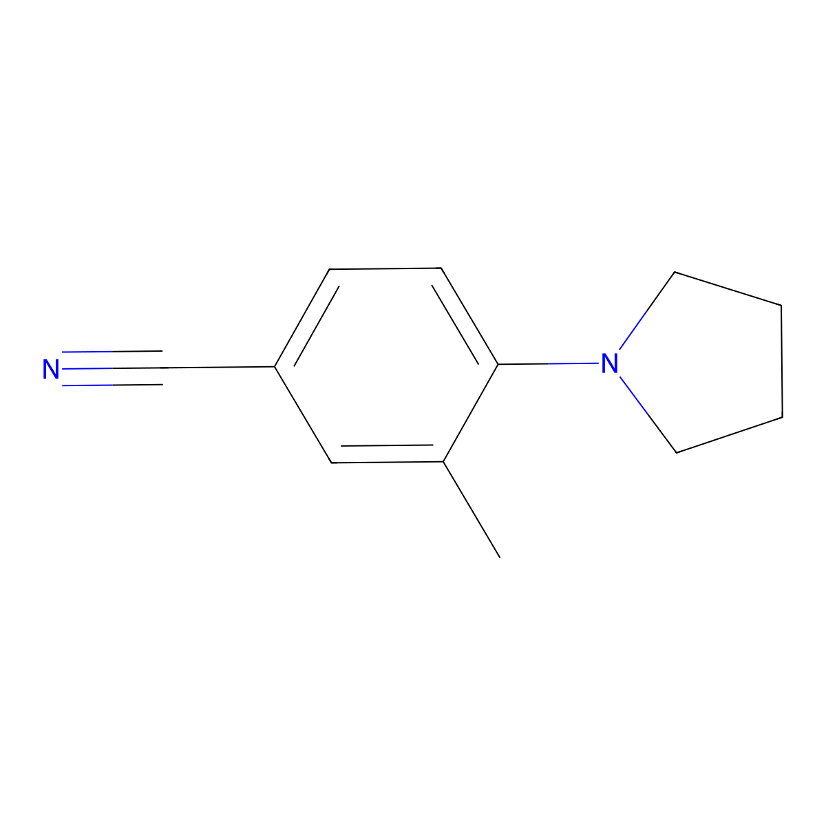 3-Methyl-4-(pyrrolidin-1-yl)benzonitrile molecular structure, CAS 1184445-98-4