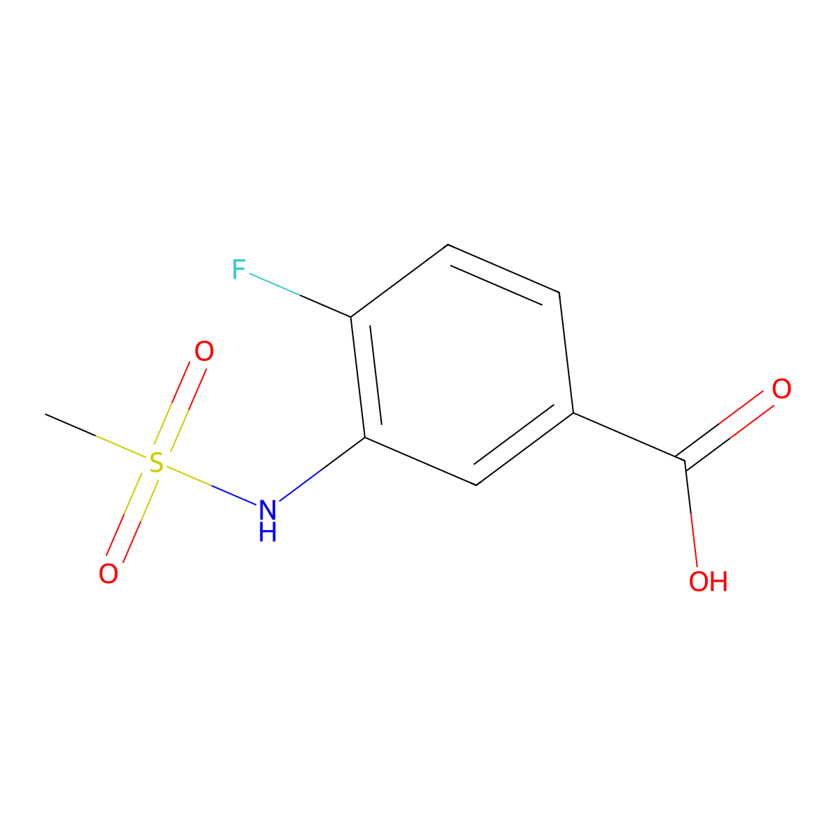 4-Fluoro-3-methanesulfonamidobenzoic acid molecular structure, CAS 1184452-50-3