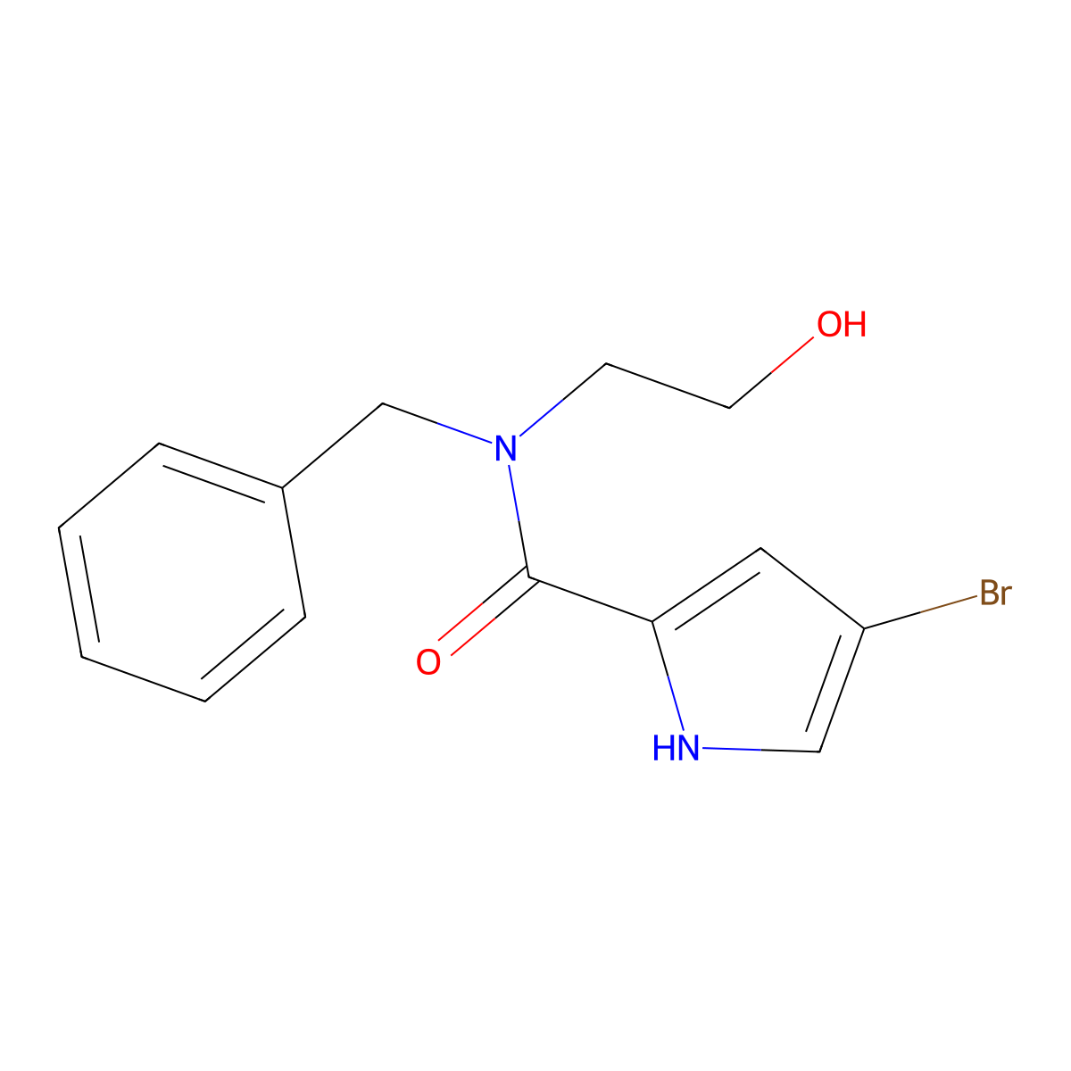 N-benzyl-4-bromo-N-(2-hydroxyethyl)-1H-pyrrole-2-carboxamide molecular structure, CAS 1184453-80-2