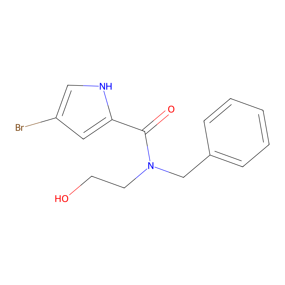 N-benzyl-4-bromo-N-(2-hydroxyethyl)-1H-pyrrole-2-carboxamide molecular structure, CAS 1184453-80-2