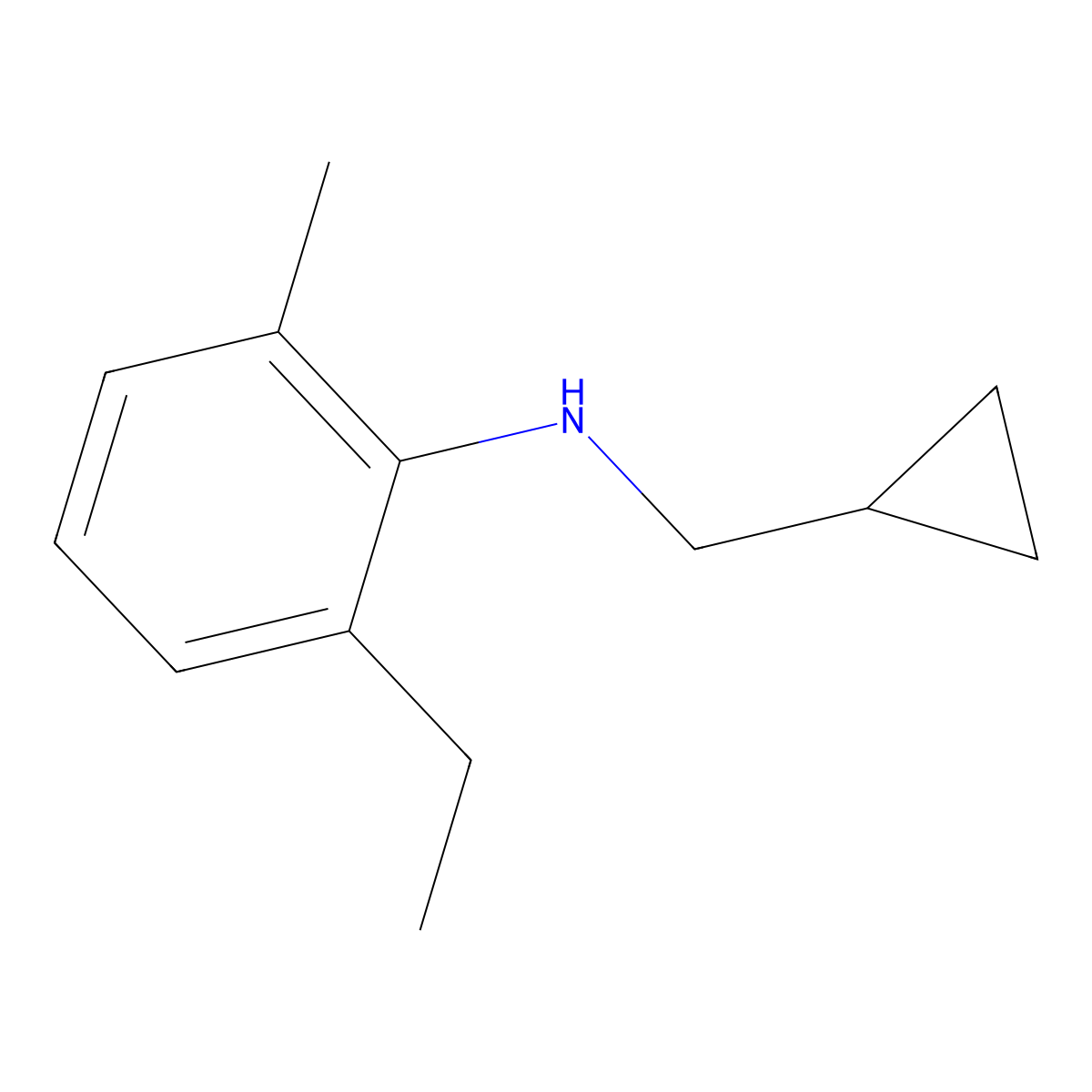 N-(cyclopropylmethyl)-2-ethyl-6-methylaniline molecular structure, CAS 1184460-43-2