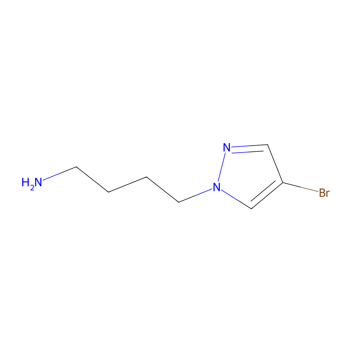 4-(4-bromo-1H-pyrazol-1-yl)butan-1-amine molecular structure, CAS 1184468-64-1