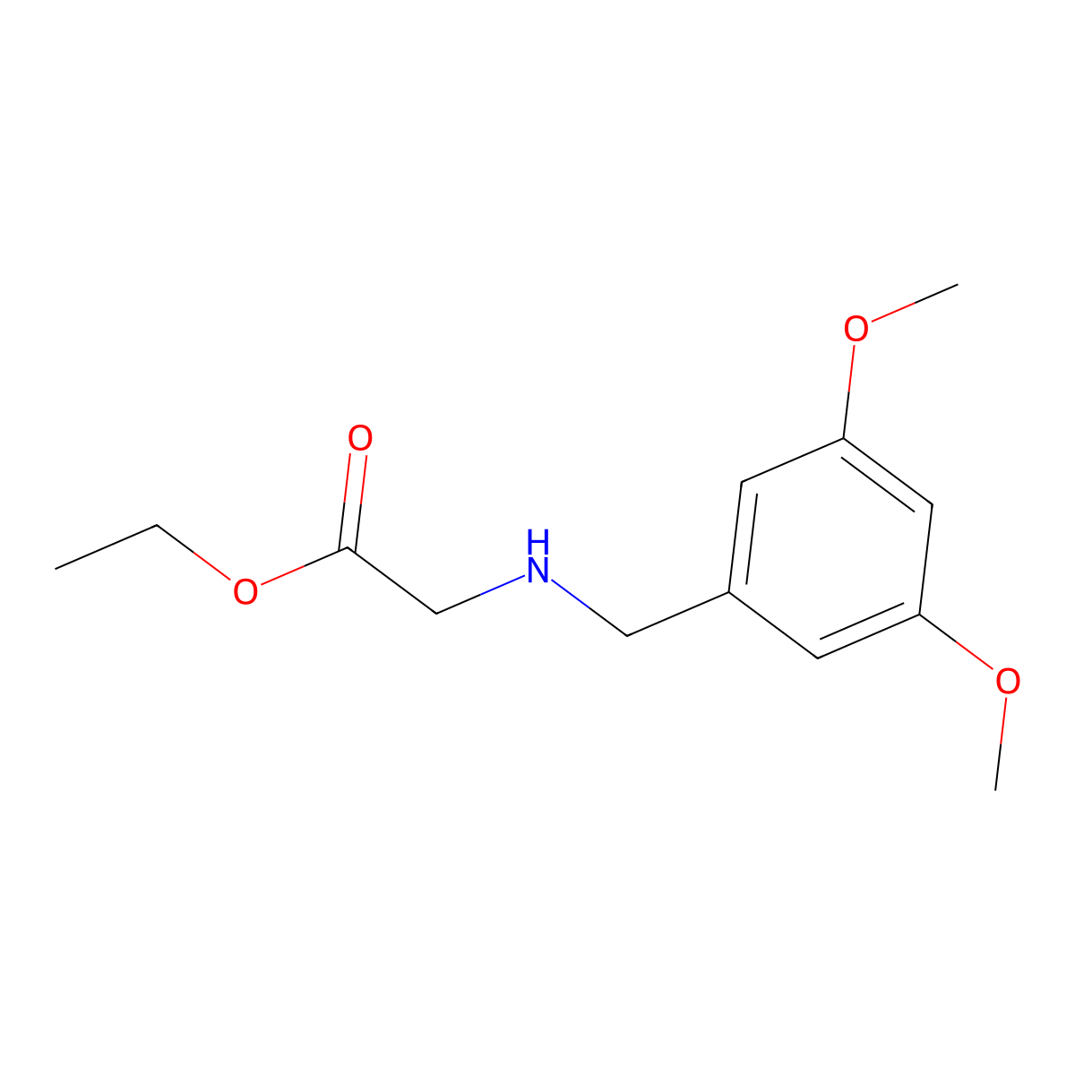 Ethyl 2-{[(3,5-dimethoxyphenyl)methyl]amino}acetate molecular structure, CAS 1184469-35-9