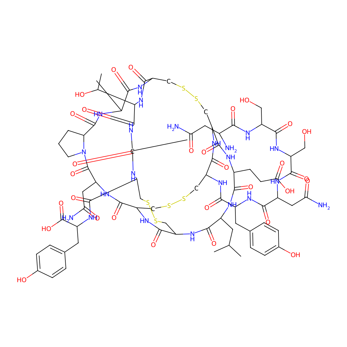 H-Asn-Ser-Ser-Asn-Tyr-Cys(1)-Cys(2)-Glu-Leu-Cys(3)-Cys(1)-Asn-Pro-Ala-Cys(2)-Thr-Gly-Cys(3)-Tyr-OH molecular structure, CAS 118447-40-8