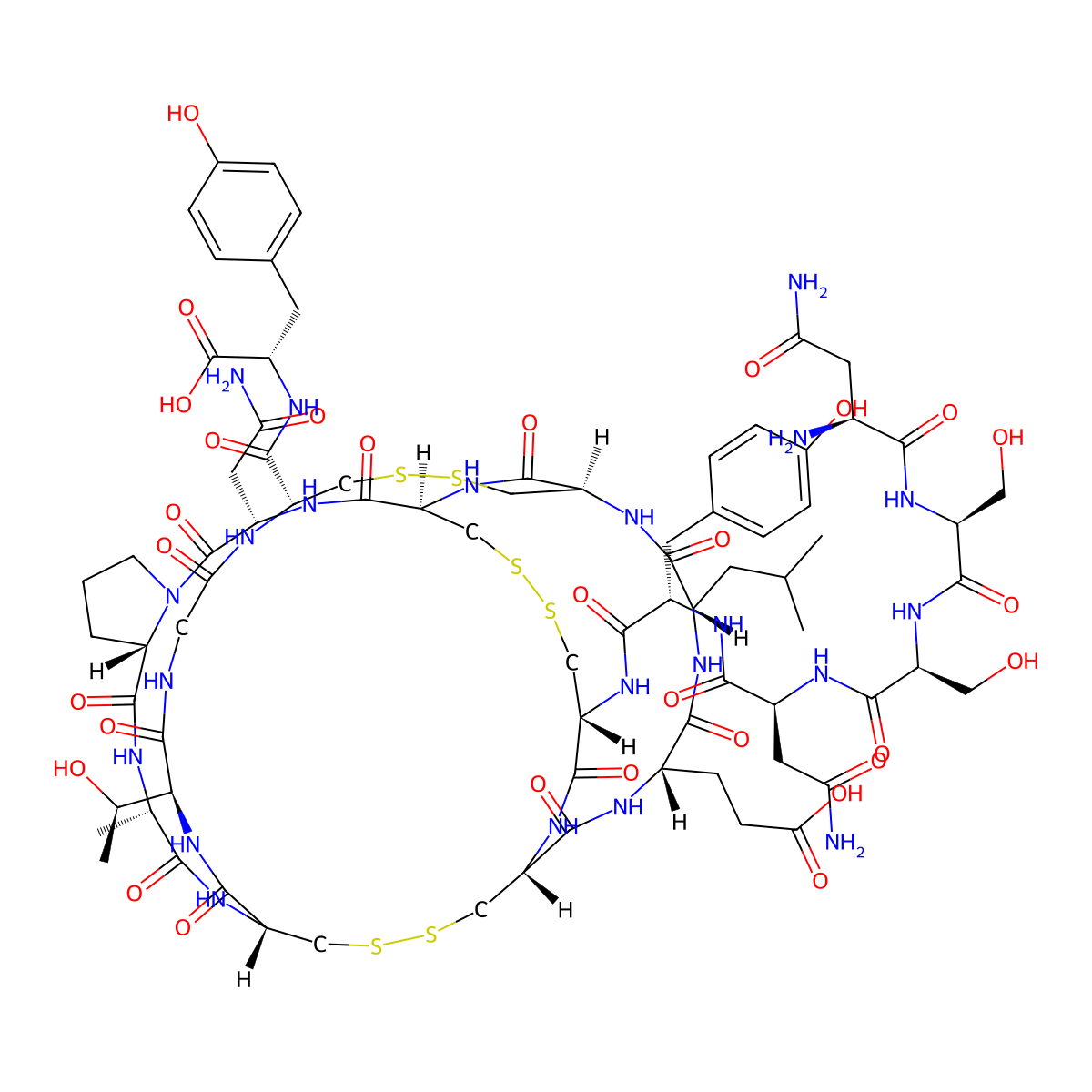 H-Asn-Ser-Ser-Asn-Tyr-Cys(1)-Cys(2)-Glu-Leu-Cys(3)-Cys(1)-Asn-Pro-Ala-Cys(2)-Thr-Gly-Cys(3)-Tyr-OH molecular structure, CAS 118447-40-8