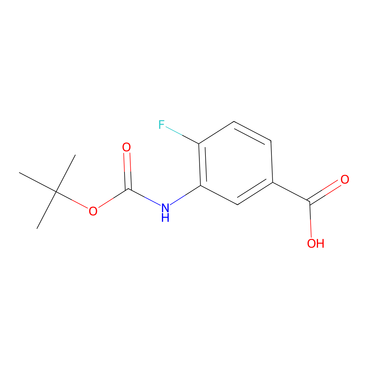 3-{[(Tert-butoxy)carbonyl]amino}-4-fluorobenzoic acid molecular structure, CAS 1184472-44-3