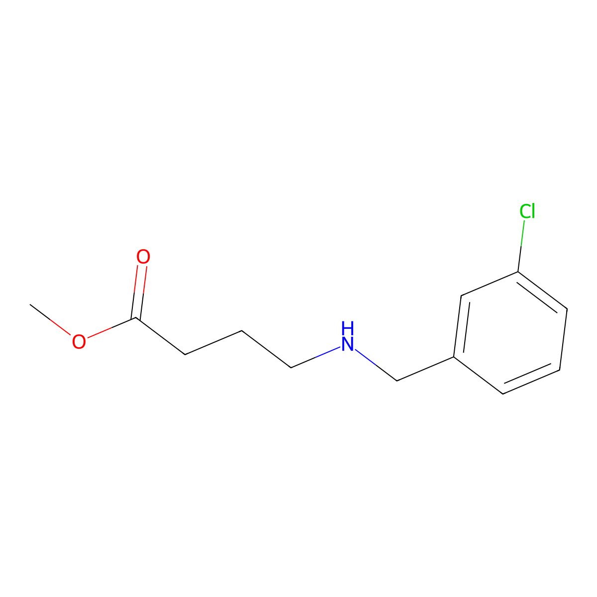 Methyl 4-{[(3-chlorophenyl)methyl]amino}butanoate molecular structure, CAS 1184480-19-0
