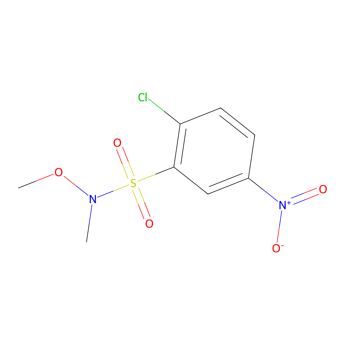 2-chloro-N-methoxy-N-methyl-5-nitrobenzene-1-sulfonamide molecular structure, CAS 1184485-21-9