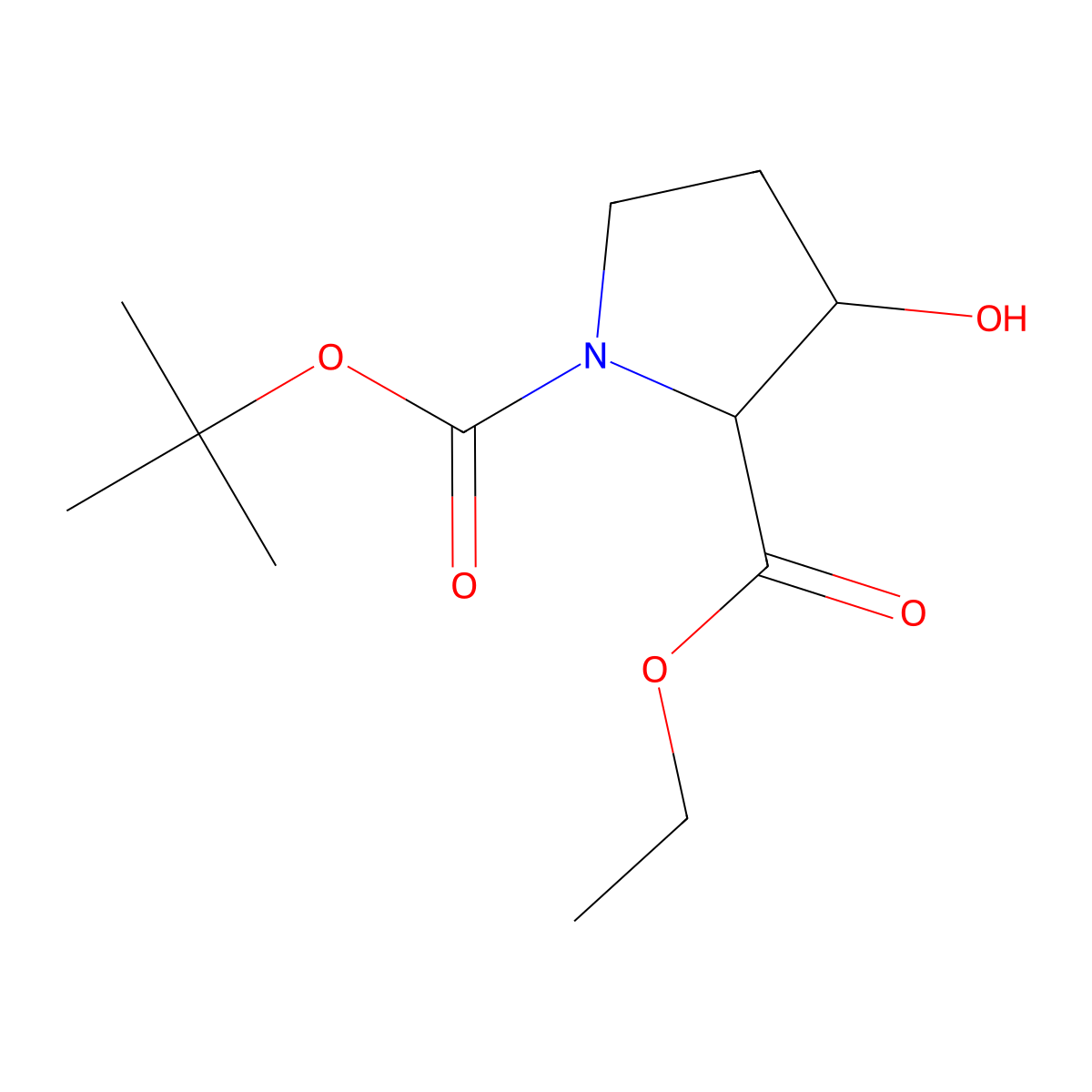 1-Tert-butyl 2-ethyl (2r,3s)-3-hydroxypyrrolidine-1,2-dicarboxylate molecular structure, CAS 118449-01-7