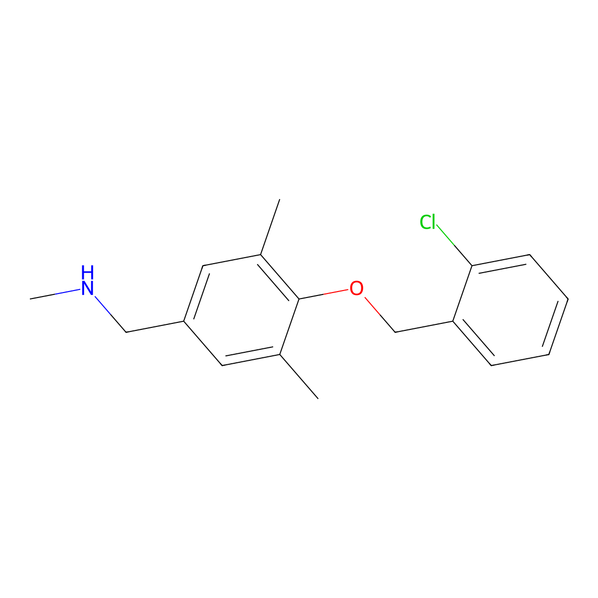 ({4-[(2-Chlorophenyl)methoxy]-3,5-dimethylphenyl}methyl)(methyl)amine molecular structure, CAS 1184496-31-8