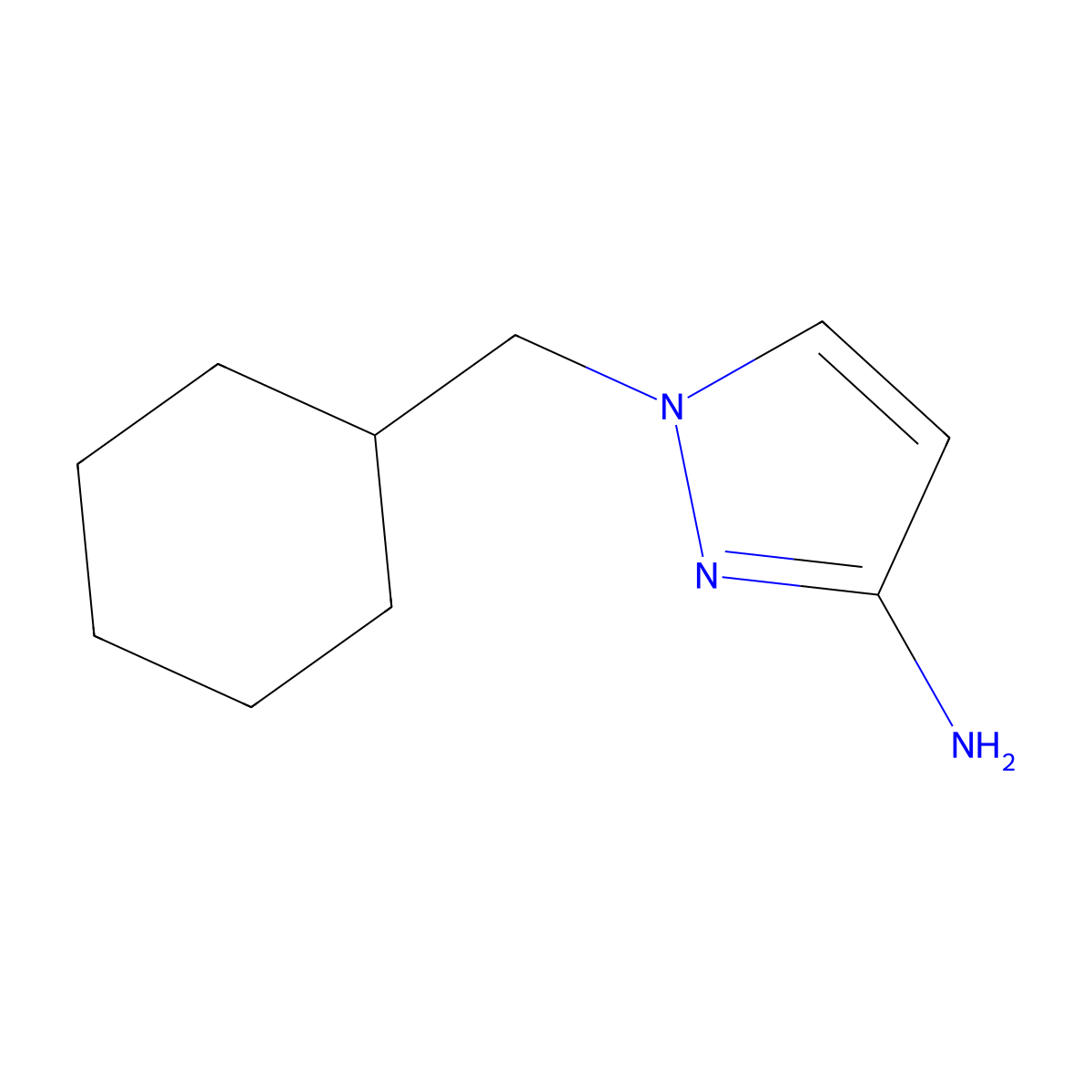 1-(Cyclohexylmethyl)-1H-pyrazol-3-amine molecular structure, CAS 1184504-62-8