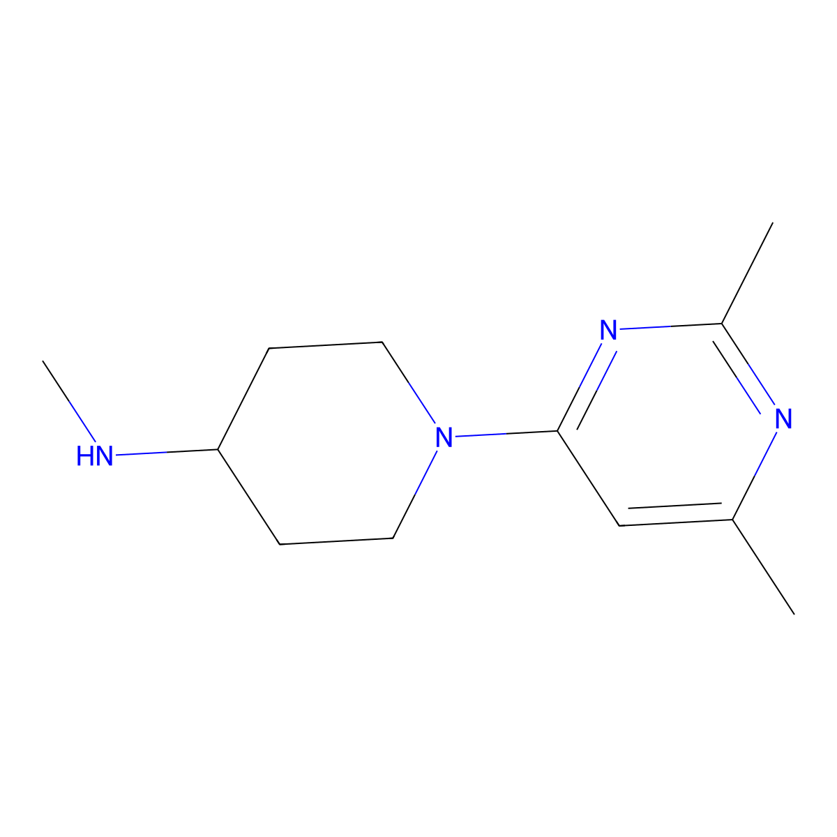 1-(2,6-dimethylpyrimidin-4-yl)-N-methylpiperidin-4-amine molecular structure, CAS 1184506-33-9