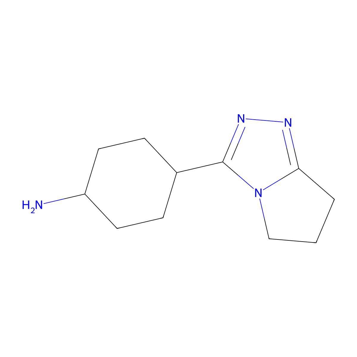 4-{5H,6H,7H-pyrrolo[2,1-c][1,2,4]triazol-3-yl}cyclohexan-1-amine molecular structure, CAS 1184507-29-6