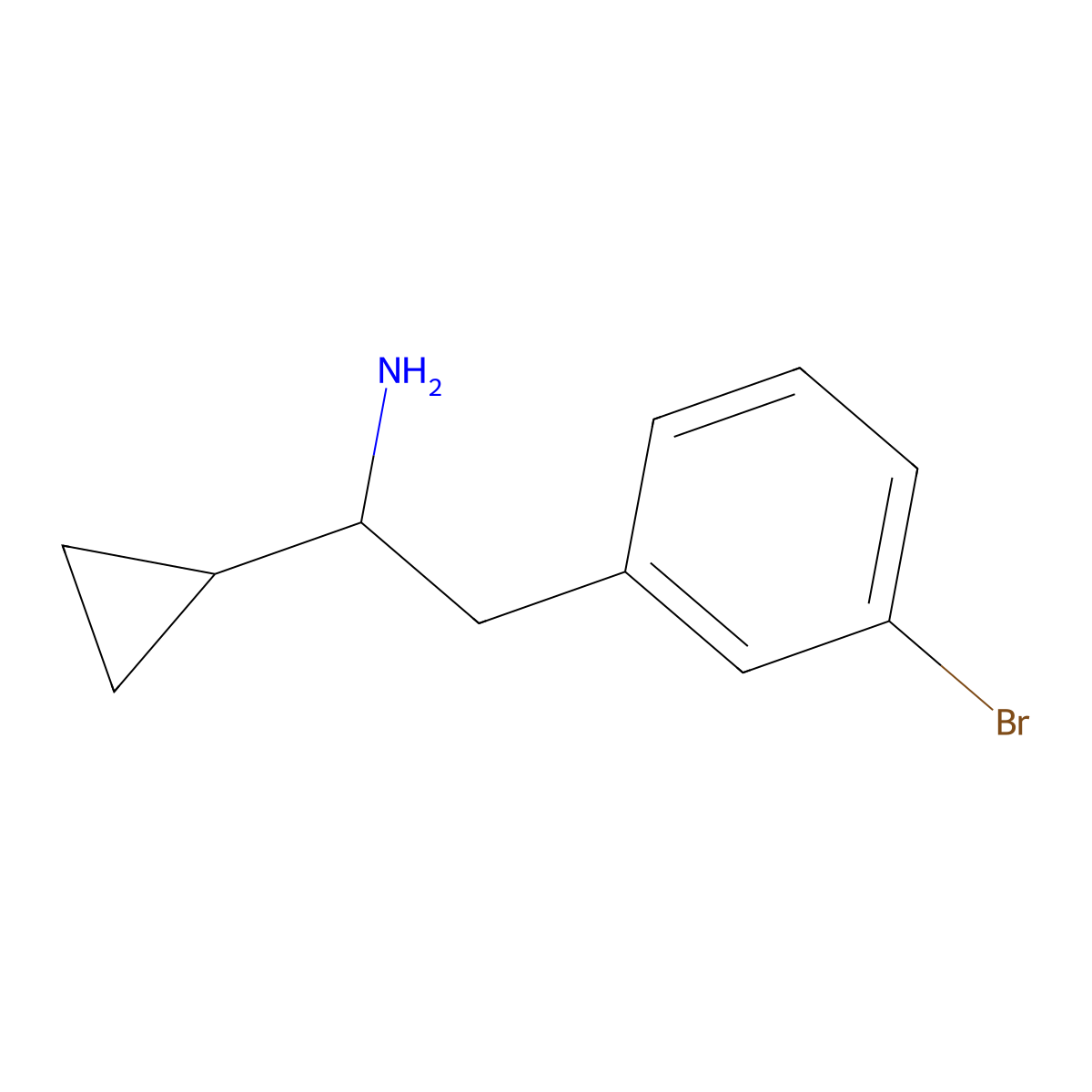 2-(3-Bromophenyl)-1-cyclopropylethan-1-amine molecular structure, CAS 1184507-52-5