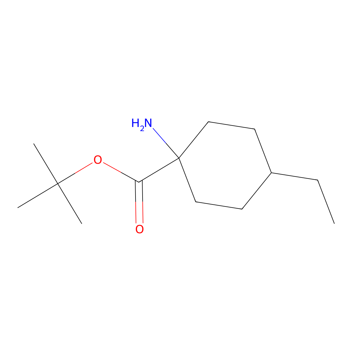 Tert-butyl 1-amino-4-ethylcyclohexane-1-carboxylate molecular structure, CAS 1184513-43-6
