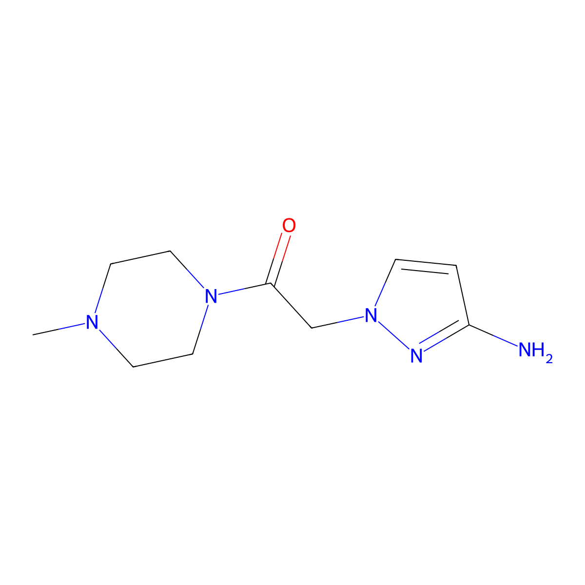 2-(3-amino-1H-pyrazol-1-yl)-1-(4-methylpiperazin-1-yl)ethan-1-one molecular structure, CAS 1184515-96-5