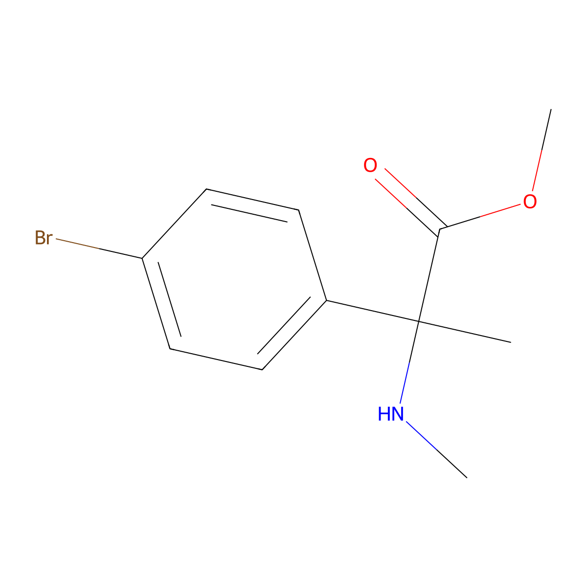 Methyl 2-(4-bromophenyl)-2-(methylamino)propanoate molecular structure, CAS 1184523-18-9