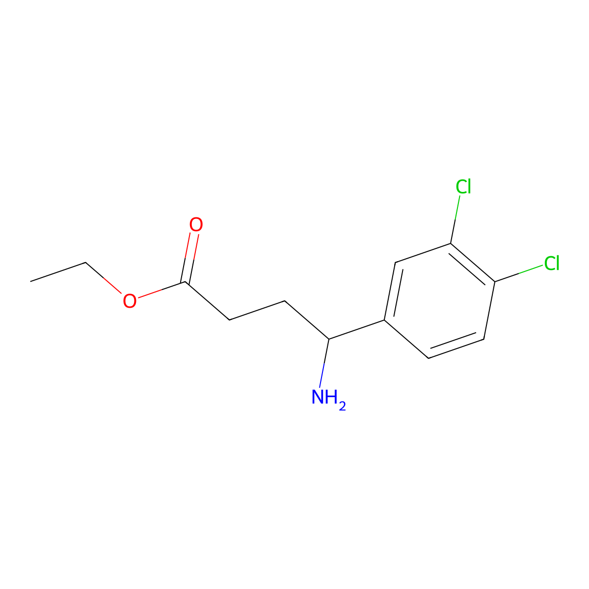 Ethyl 4-amino-4-(3,4-dichlorophenyl)butanoate molecular structure, CAS 1184524-54-6
