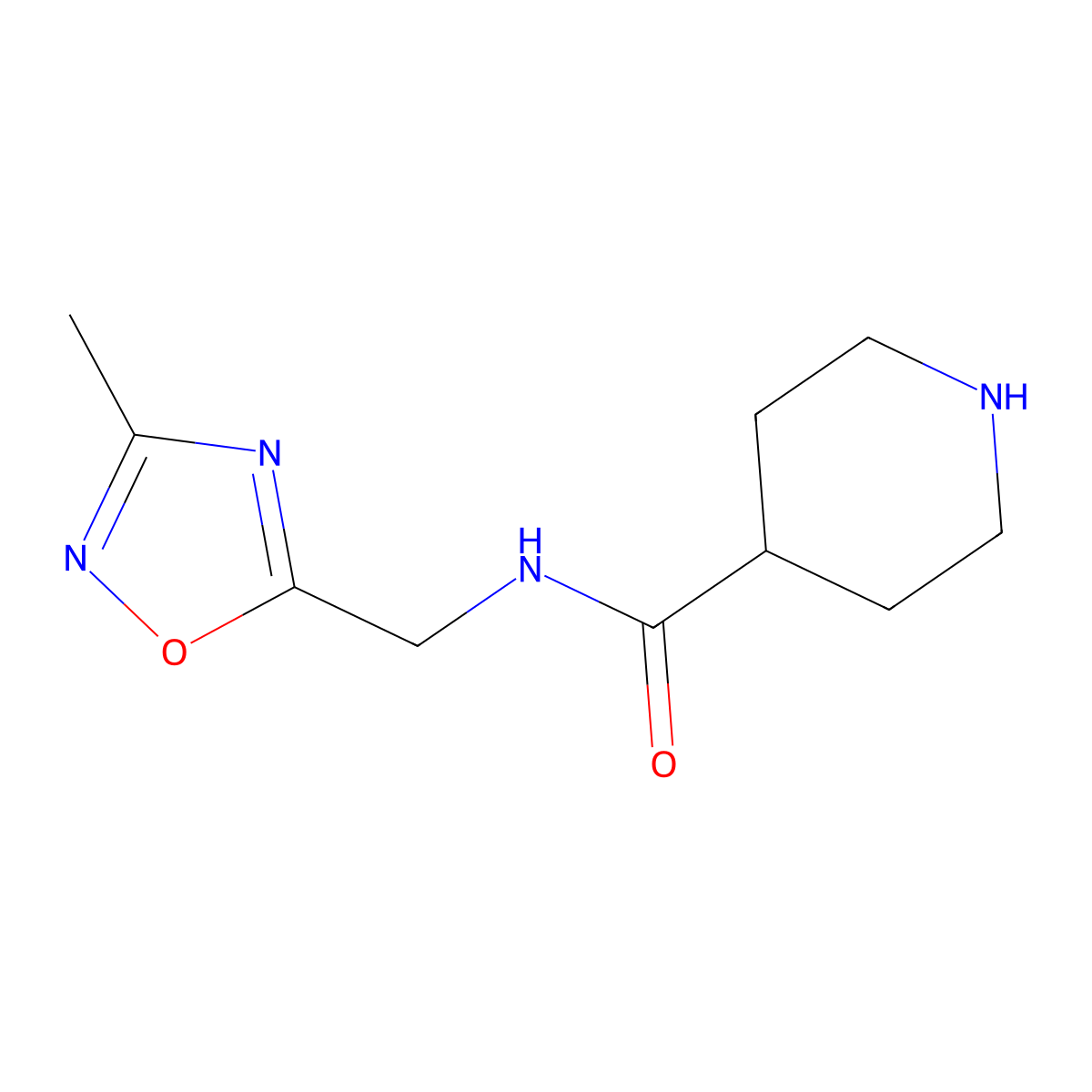 N-[(3-methyl-1,2,4-oxadiazol-5-yl)methyl]piperidine-4-carboxamide molecular structure, CAS 1184532-85-1