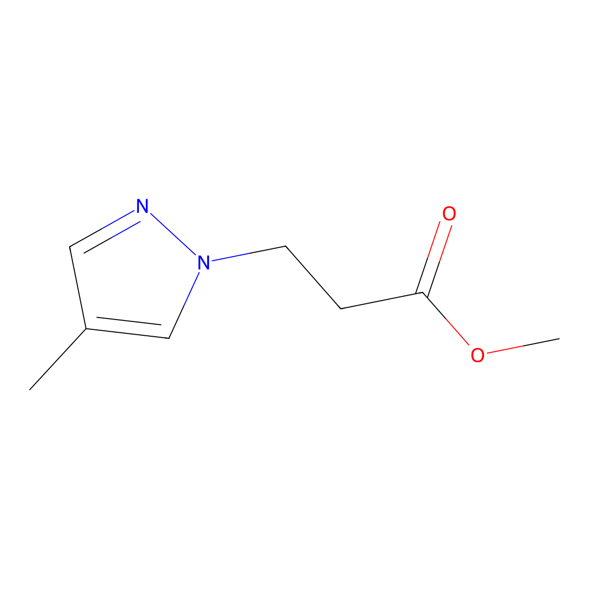 Methyl 3-(4-methyl-1H-pyrazol-1-yl)propanoate molecular structure, CAS 1184535-62-3