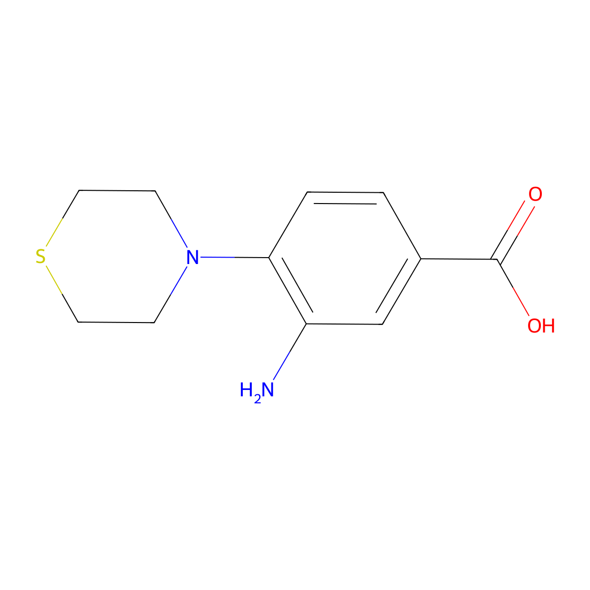 3-Amino-4-(thiomorpholin-4-yl)benzoic acid molecular structure, CAS 1184536-64-8