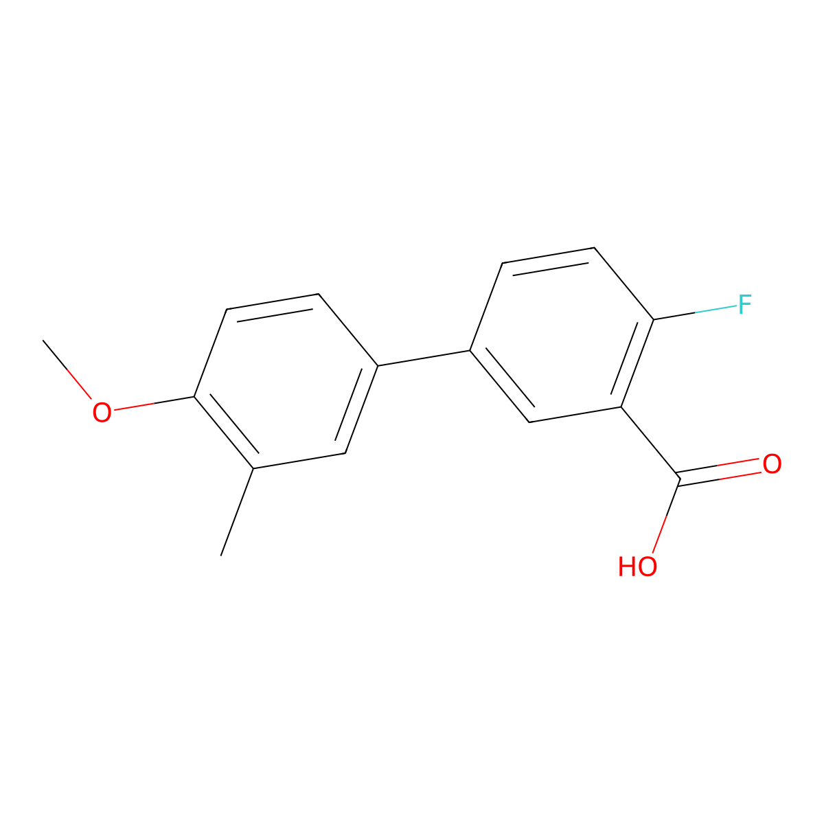 2-Fluoro-5-(4-methoxy-3-methylphenyl)benzoic acid molecular structure, CAS 1184537-99-2