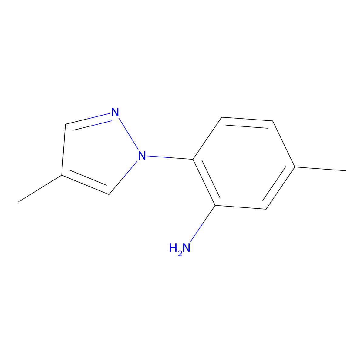 5-methyl-2-(4-methyl-1H-pyrazol-1-yl)aniline molecular structure, CAS 1184546-75-5