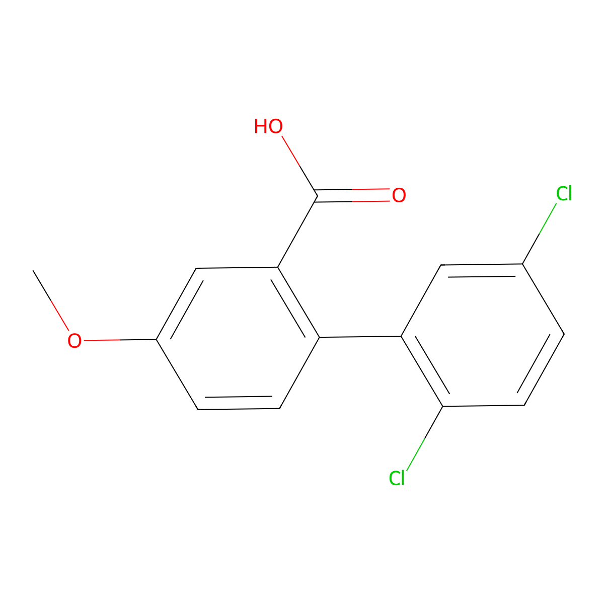 2-(2,5-Dichlorophenyl)-5-methoxybenzoic acid molecular structure, CAS 1184554-69-5