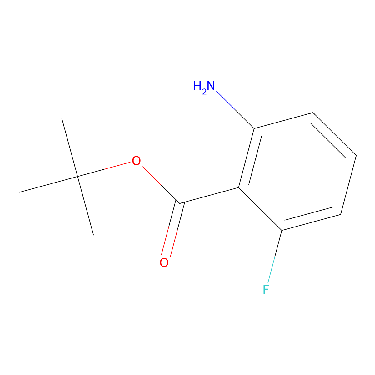 Tert-butyl 2-amino-6-fluorobenzoate molecular structure, CAS 1184555-32-5