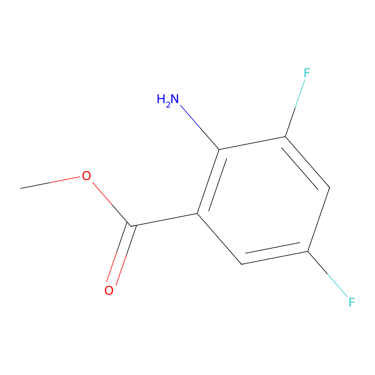 Methyl 2-amino-3,5-difluorobenzoate molecular structure, CAS 1184559-12-3