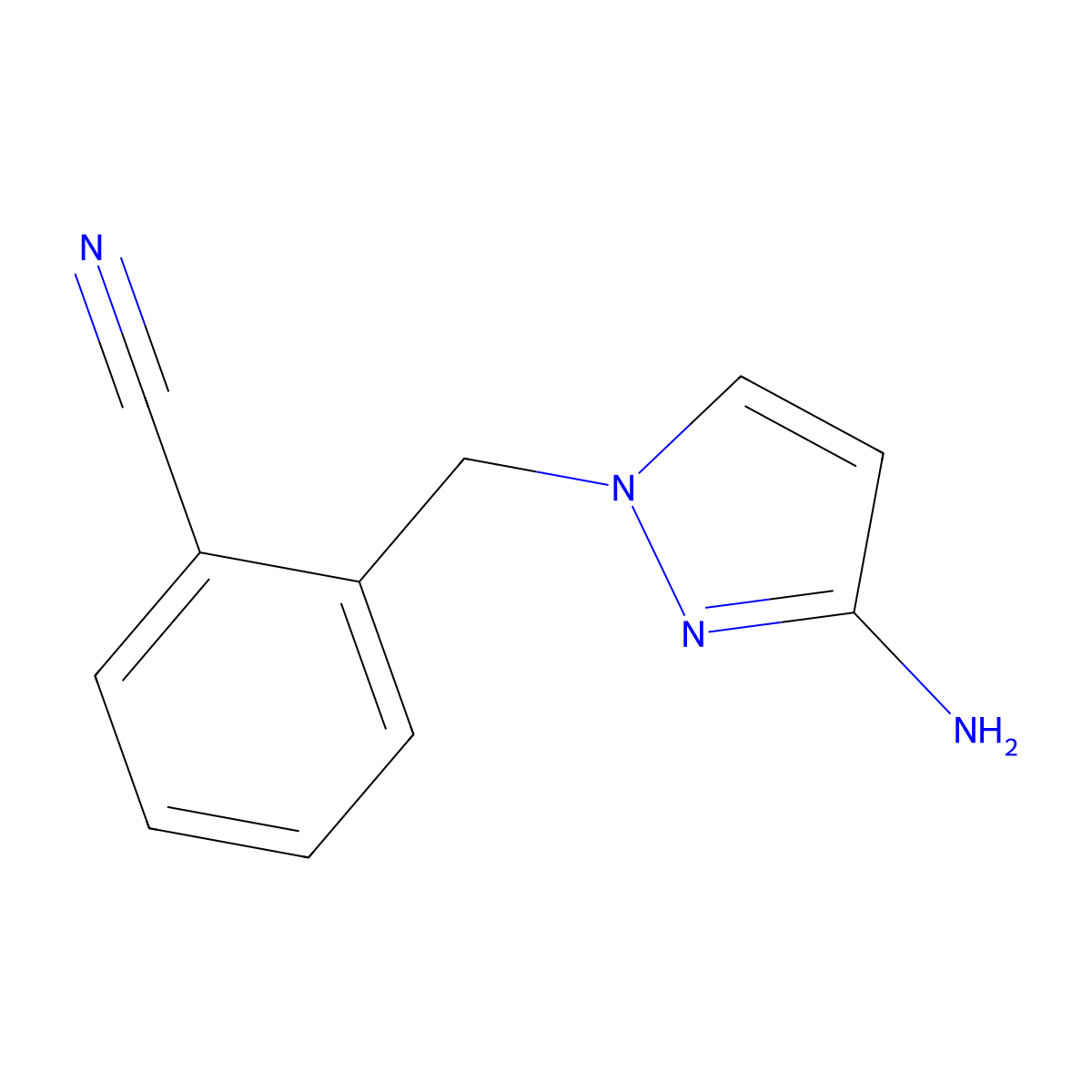 2-((3-Amino-1h-pyrazol-1-yl)methyl)benzonitrile molecular structure, CAS 1184559-73-6